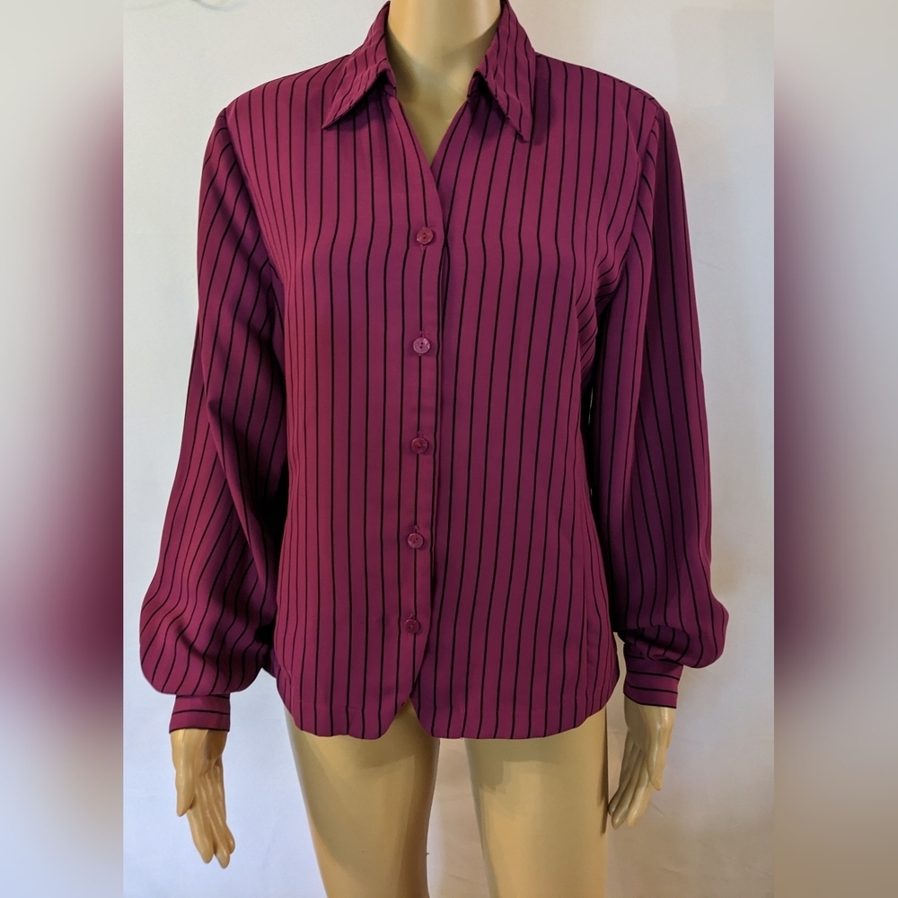 Pre-owned Liz Baker Striped Button-Down Shirt, Size 10, TF